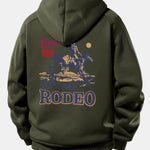 Western Cowboy Print Drawstring Hoodie