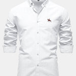 Cowboy Embroidery Cotton Oxford Button Up Shirt