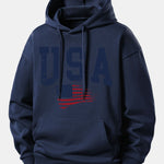 USA Flag Print Relax Fit Hoodie