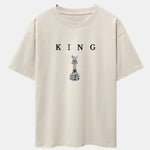 King Chess Print Drop Shoulder Oversize T-Shirt