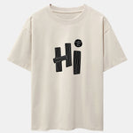 Hi Slogan Lines Print Drop Shoulder Oversize T-Shirt