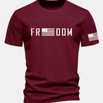 Regular Fit American Flag Freedom Print Cotton T-Shirt
