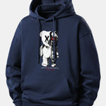 Robot Bear Print Relax Fit Hoodie