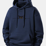 Black Cat Print Relax Fit Hoodie