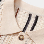 Stripe Crochet Button Up Shirt & Straight Leg Linen Pants