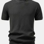 Ribbed Crew Neck Sweater Knitted T-Shirt