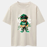 Graffiti Bear Print Drop Shoulder Oversize T-Shirt