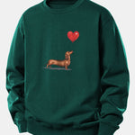 Heart-shaped Balloon Dachshund Print Relax Fit Sweatshirt