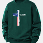 Freedom American Flag Cross Print Relax Fit Sweatshirt