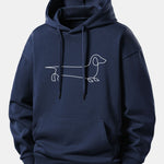 Line Dachshund Print Relax Fit Hoodie