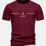 Regular Fit Paris Stripes Print Cotton T-Shirt
