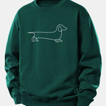 Line Dachshund Print Relax Fit Sweatshirt