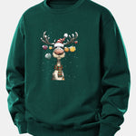 Christmas Light Reindeer Print Relax Fit Sweatshirt