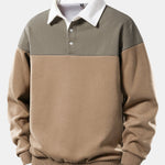 Contrast Polo Collar Sweatshirt