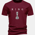 Regular Fit King Chess Print Cotton T-Shirt