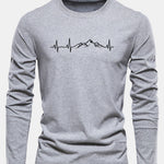 Long Sleeve Heartbeat Print Cotton T-Shirt
