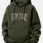 Camouflage New York Print Drawstring Hoodie