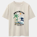 Beach Waves Print Drop Shoulder Oversize T-Shirt