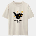Electric Black Cat Print Drop Shoulder Oversize T-Shirt