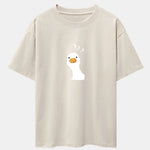 Doubtful Goose Print Drop Shoulder Oversize T-Shirt
