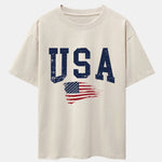 USA Flag Print Drop Shoulder Oversize T-Shirt
