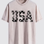 USA Print Washed Distressed Drop Shoulder T-Shirt