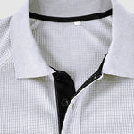 Men's lapel half-button waffle long-sleeved Polo