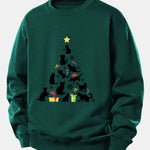 Christmas Cats Print Relax Fit Sweatshirt