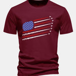 Regular Fit Fighter Jets American Flag Print Cotton T-Shirt