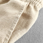 Short Sleeve V Neck Linen Rayon Blend Shirt & Linen Cotton Blend Drawstring Shorts