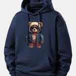 Bear In Leather Jacket Print Relax Fit Hoodie