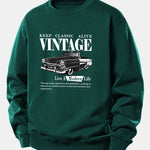 Vintage Car Print Relax Fit Sweatshirt