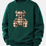 Checkered Bear Print Relax Fit Sweatshirt