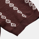 Geometric Knit V Neck Polo Shirt