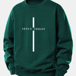 Jesus Christ Stripe Print Relax Fit Sweatshirt