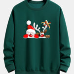 Santa Claus And Reindeer Print Relax Fit Sweatshirt