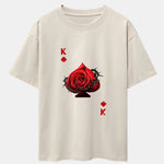 Rose K Print Drop Shoulder Oversize T-Shirt