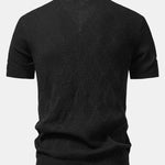 Rhombus Textured Zip Up Knitted Polo Shirt