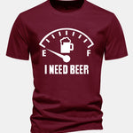 Regular Fit I Need Beer Print Cotton T-Shirt