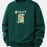 Cat In A Dinosaur Costume Print Relax Fit Sweatshirt