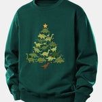 Dinosaur Christmas Tree Print Relax Fit Sweatshirt