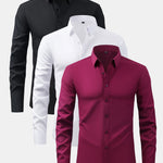 3 Pieces Long Sleeve Button Up Dress Shirt