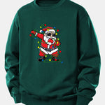 Christmas Lights Santa Claus Print Relax Fit Sweatshirt