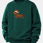 Christmas Colorful Light Dog Print Relax Fit Sweatshirt