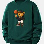 Basketball Bear Print Relax Fit Sweatshirt
