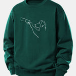 Dog Line Drawing Print Relax Fit Sweatshirt