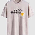 Beer Weekly Evolution Print Washed Distressed Drop Shoulder T-Shirt