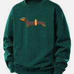 Dachshund With Swimming Ring Print Relax Fit Sweatshirt