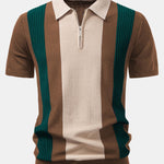 Textured Color Block Knit Polo & Slim Fit Tapered Trousers