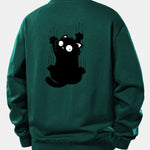 Black Cat Print Relax Fit Sweatshirt